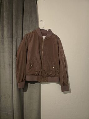 Forever Flower Women's Brown Bomber Jacket Size Large